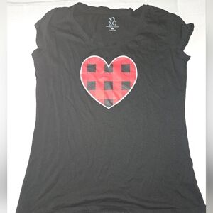 Black T-Shirt with Red Heart Design